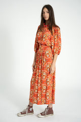 Blouse | Red w/ floral print