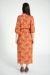 Long skirt | Red w/ floral print