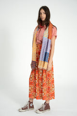 Long skirt | Red w/ floral print