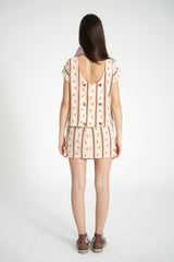Short skirt | Ecru w/ vintage flowers