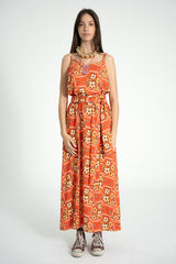 Long dress | Red w/ floral print