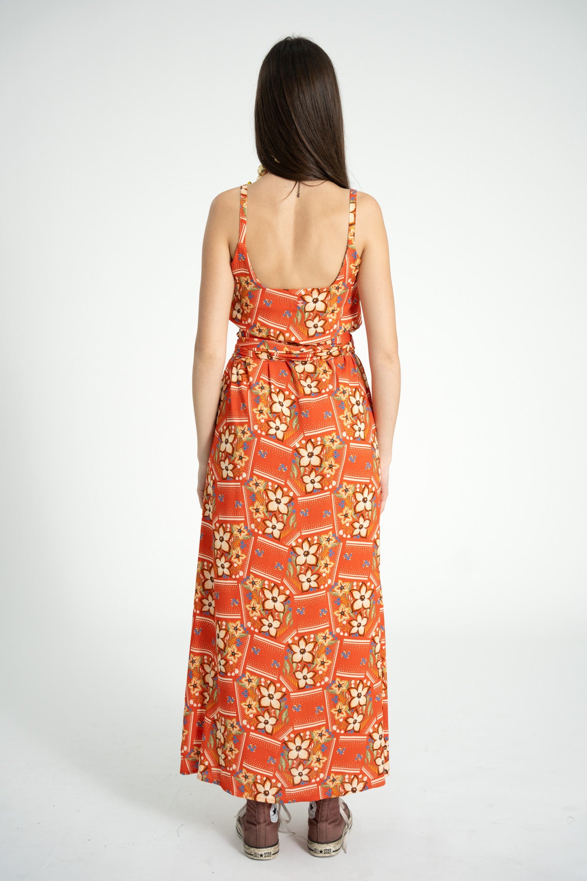Long dress | Red w/ floral print