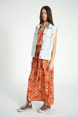Long dress | Red w/ floral print