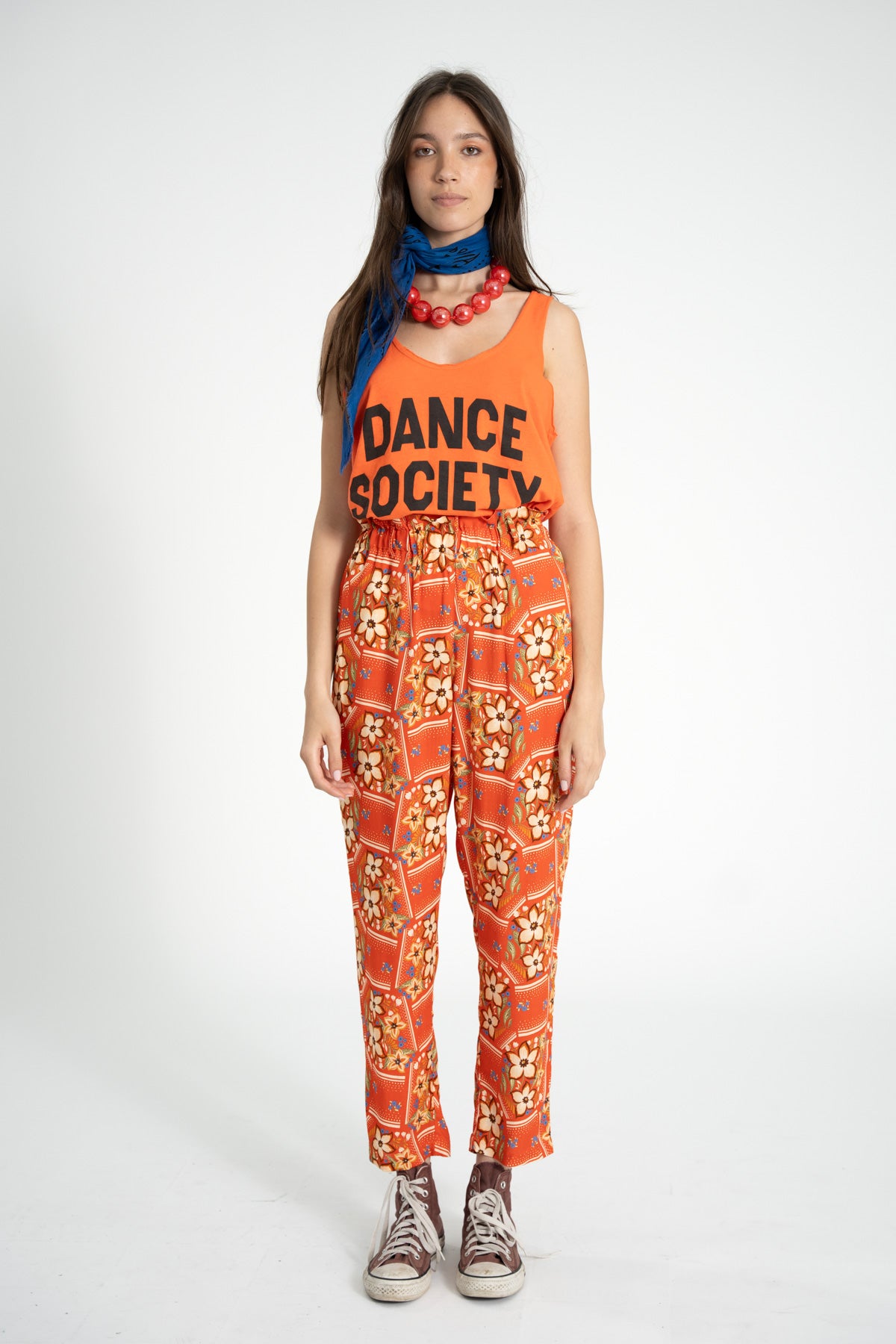Trousers | Red w/ floral print