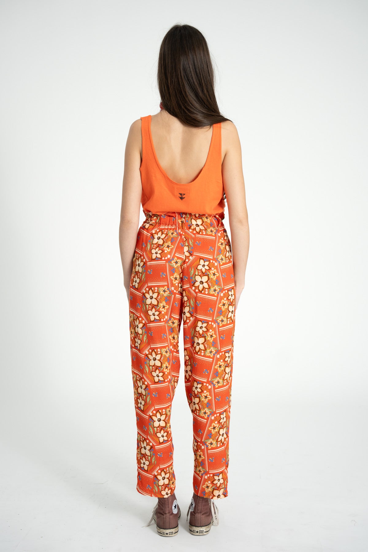 Trousers | Red w/ floral print