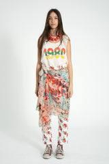Trousers | Ecru w/ red flowers