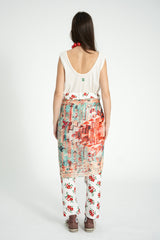 Sleeveless top w/ v-neck | Ecru w/ "1980" print +