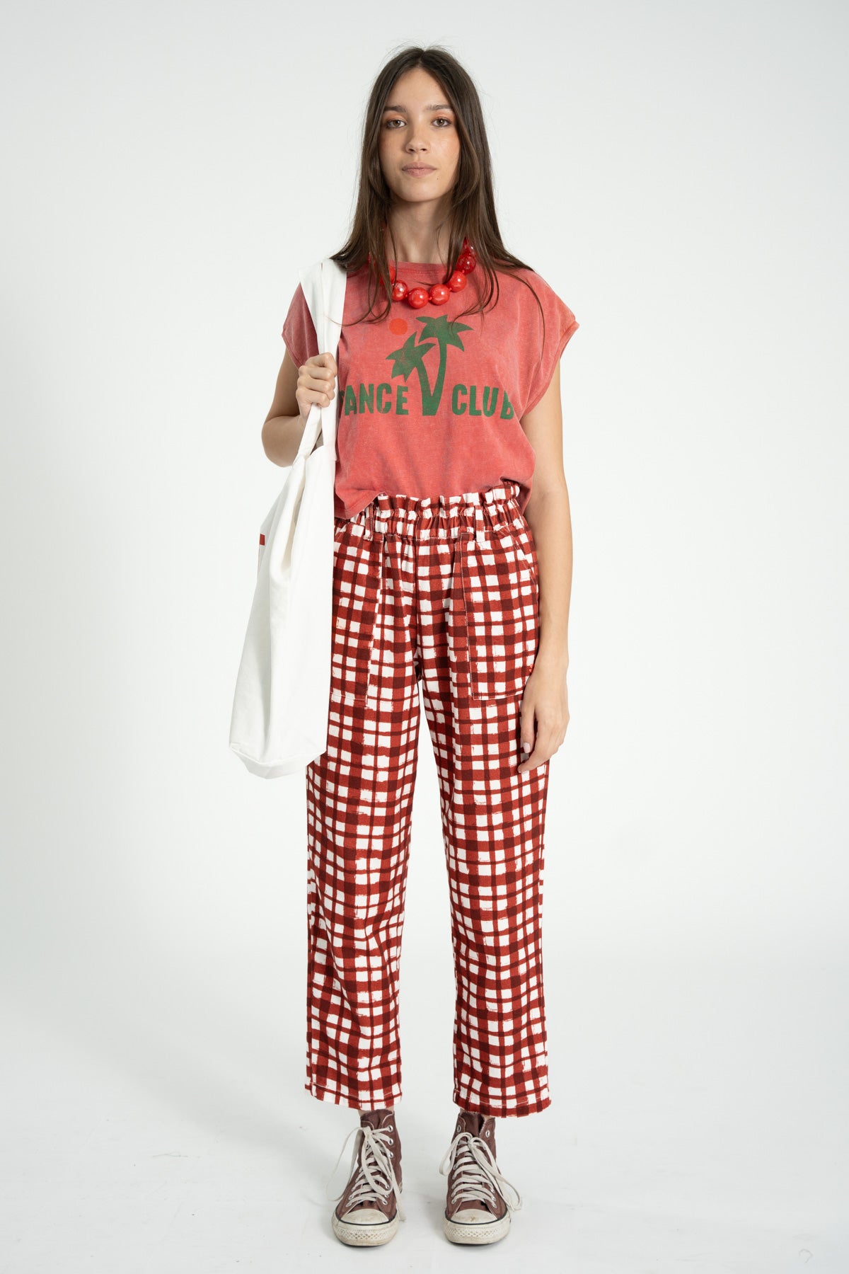 Trousers | Bordeaux & ecru squares