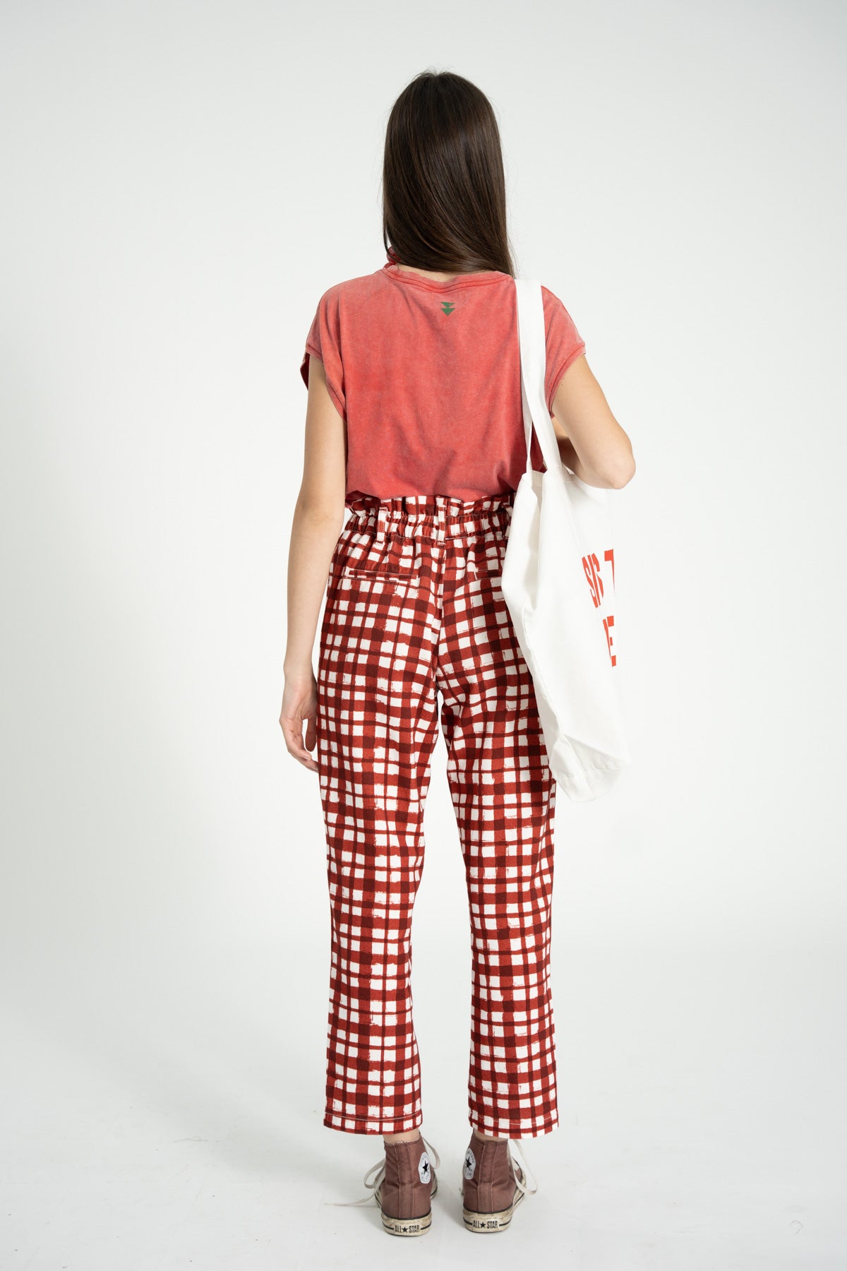 Trousers | Bordeaux & ecru squares