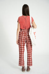 Trousers | Bordeaux & ecru squares
