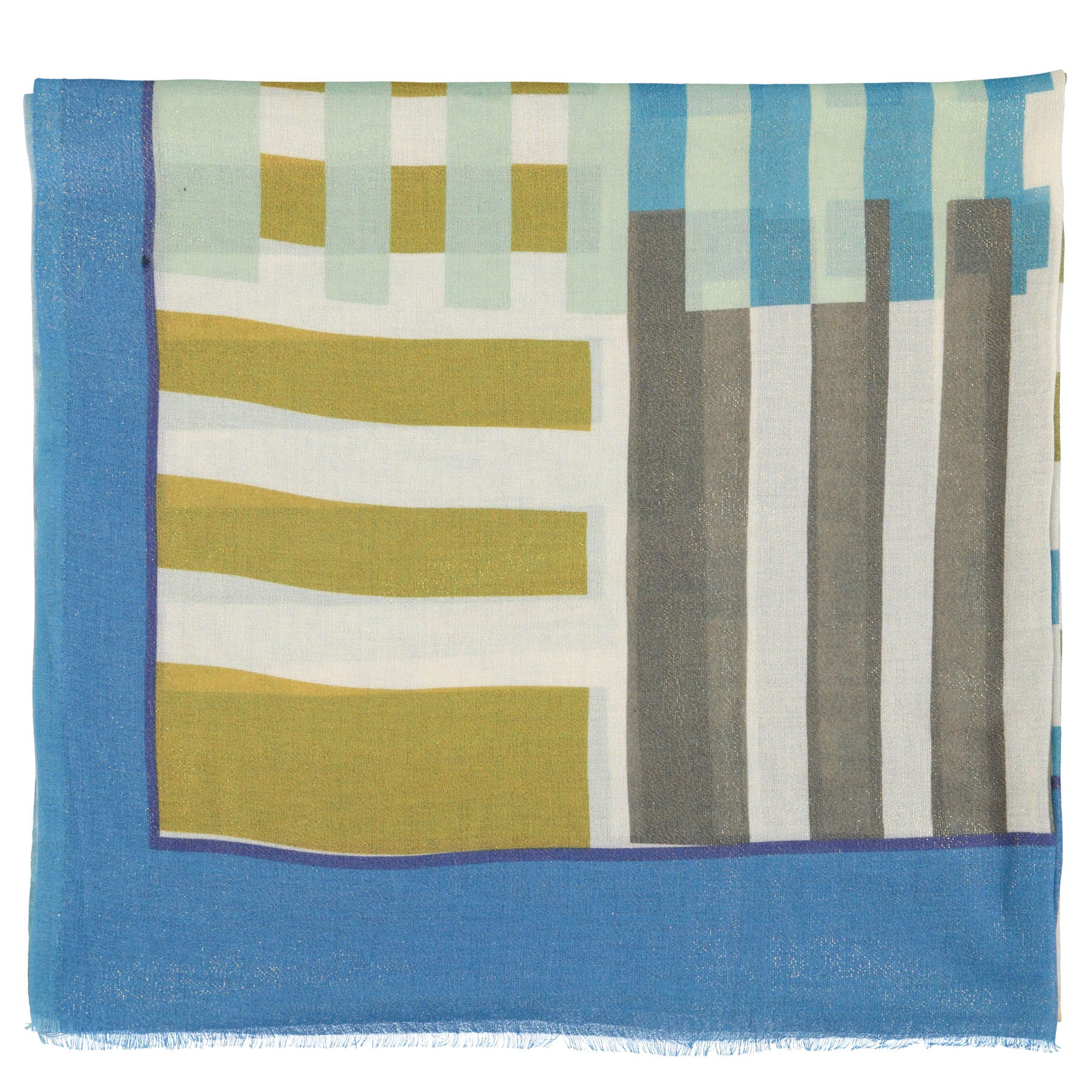 Scarf | Blue & green geometric shapes