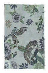 Scarf | Blue w/ flowers & parrots