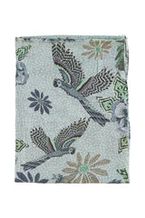 Scarf | Blue w/ flowers & parrots