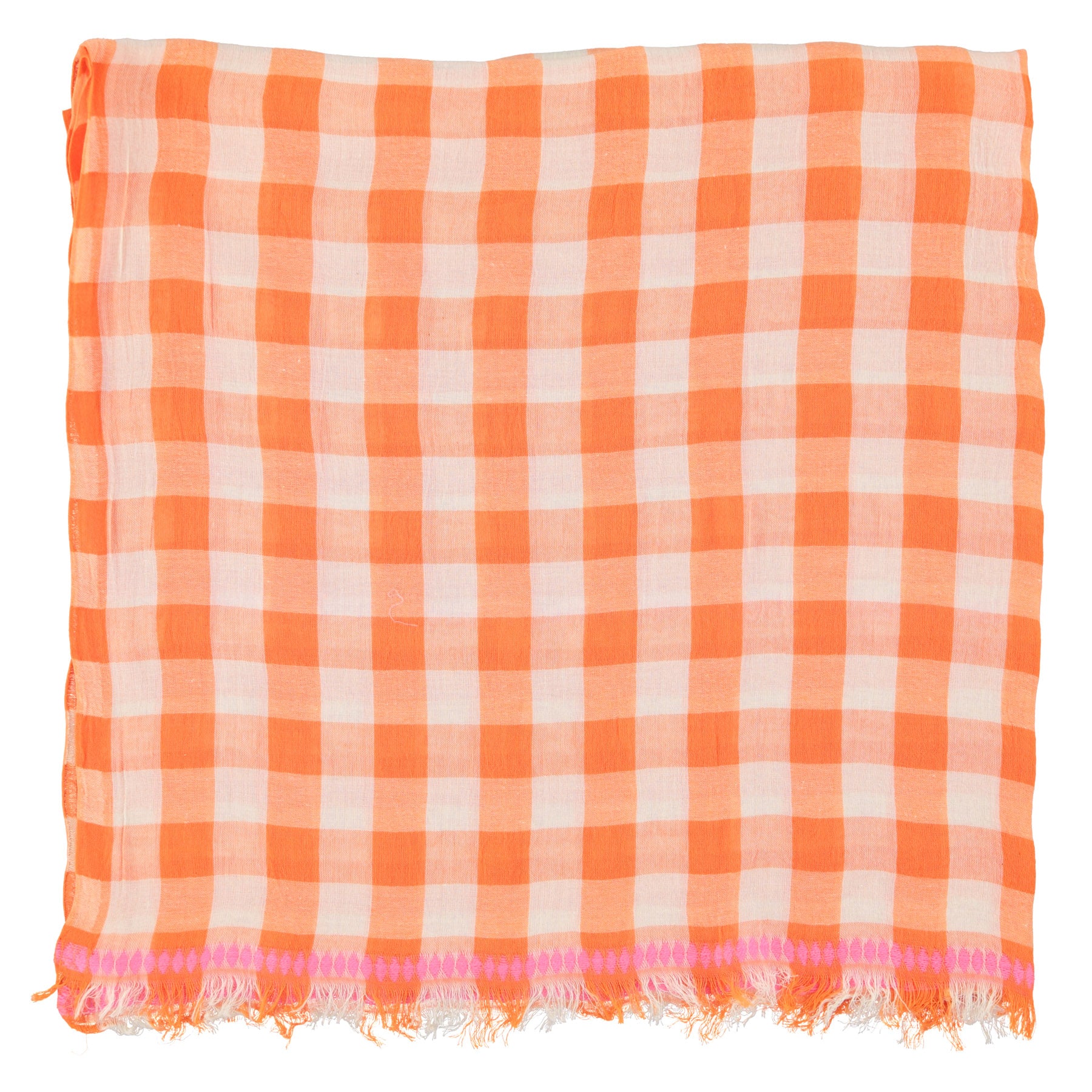 Scarf | Orange & ecru checkered