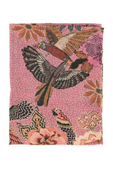 Scarf | Pink w/ flowers & parrots