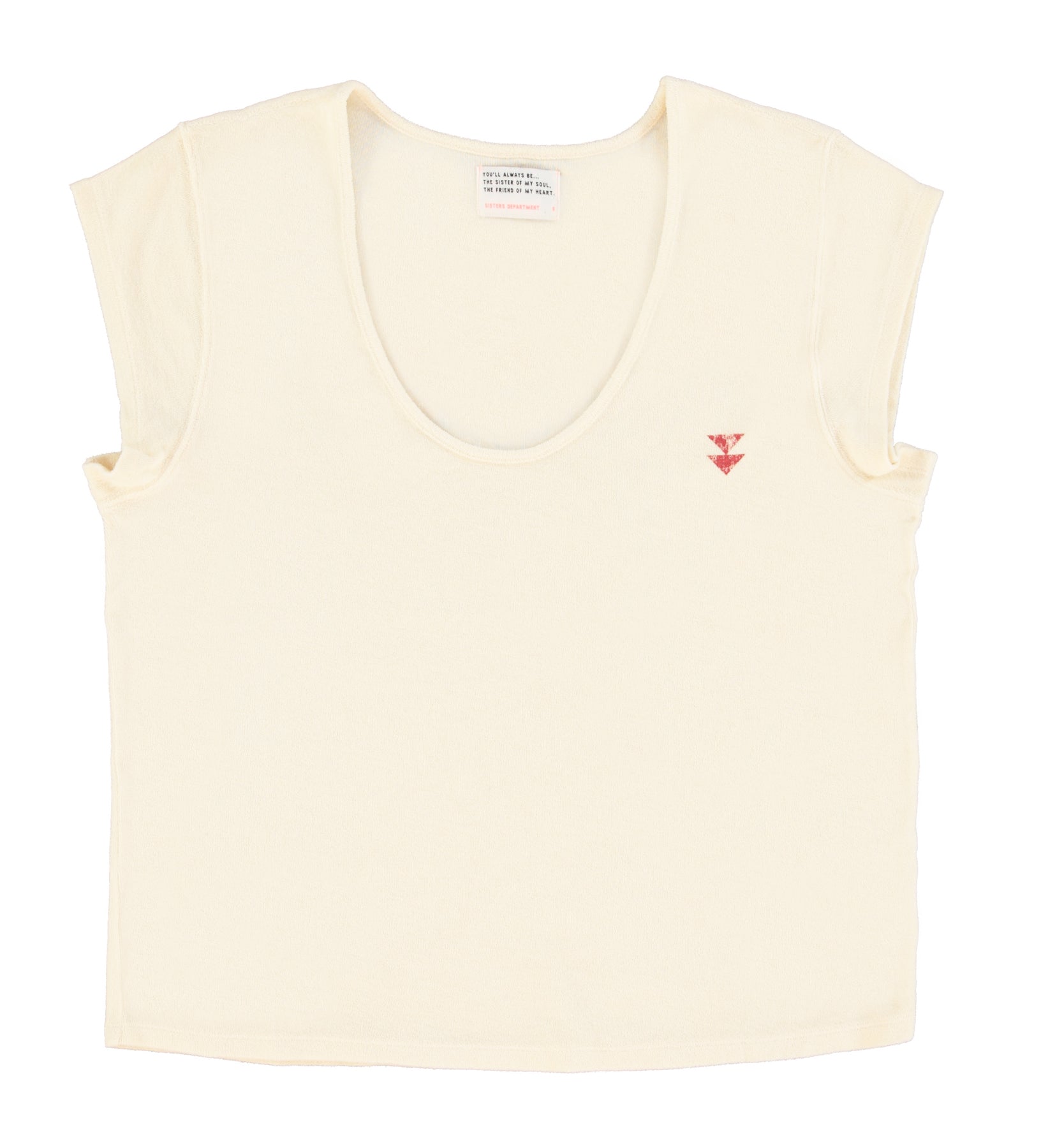 Short sleeve t-shirt w/ deep round neck | Ecru w/ "lobby babe" print