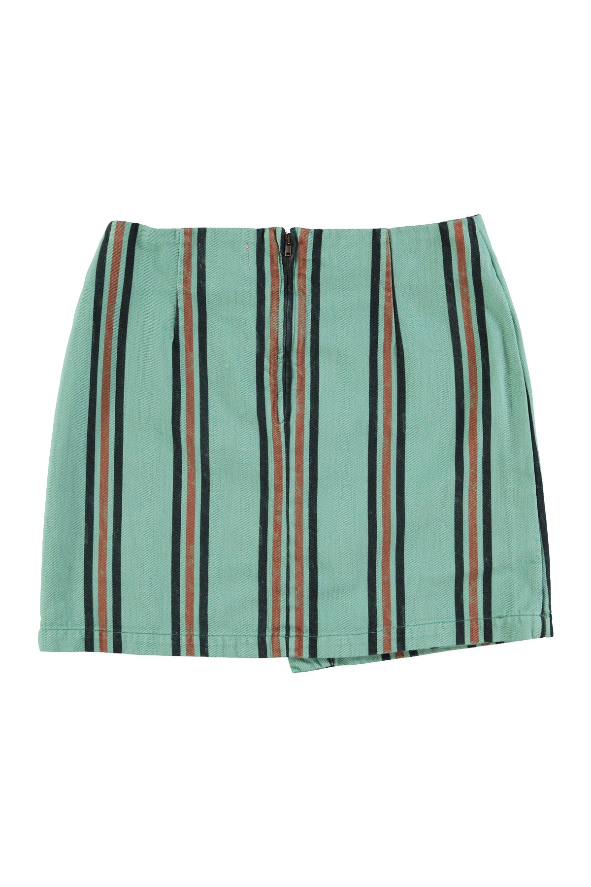 Short asymmetrical skirt | Blue w/ stripes