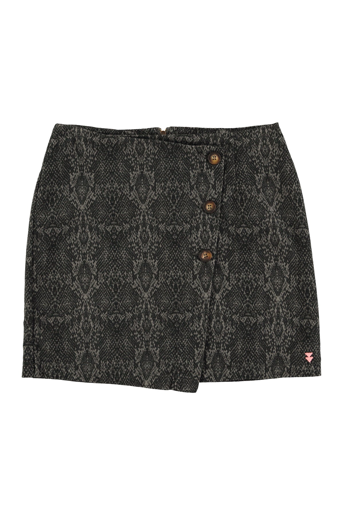 Short asymmetrical skirt | Grey w/ snake print