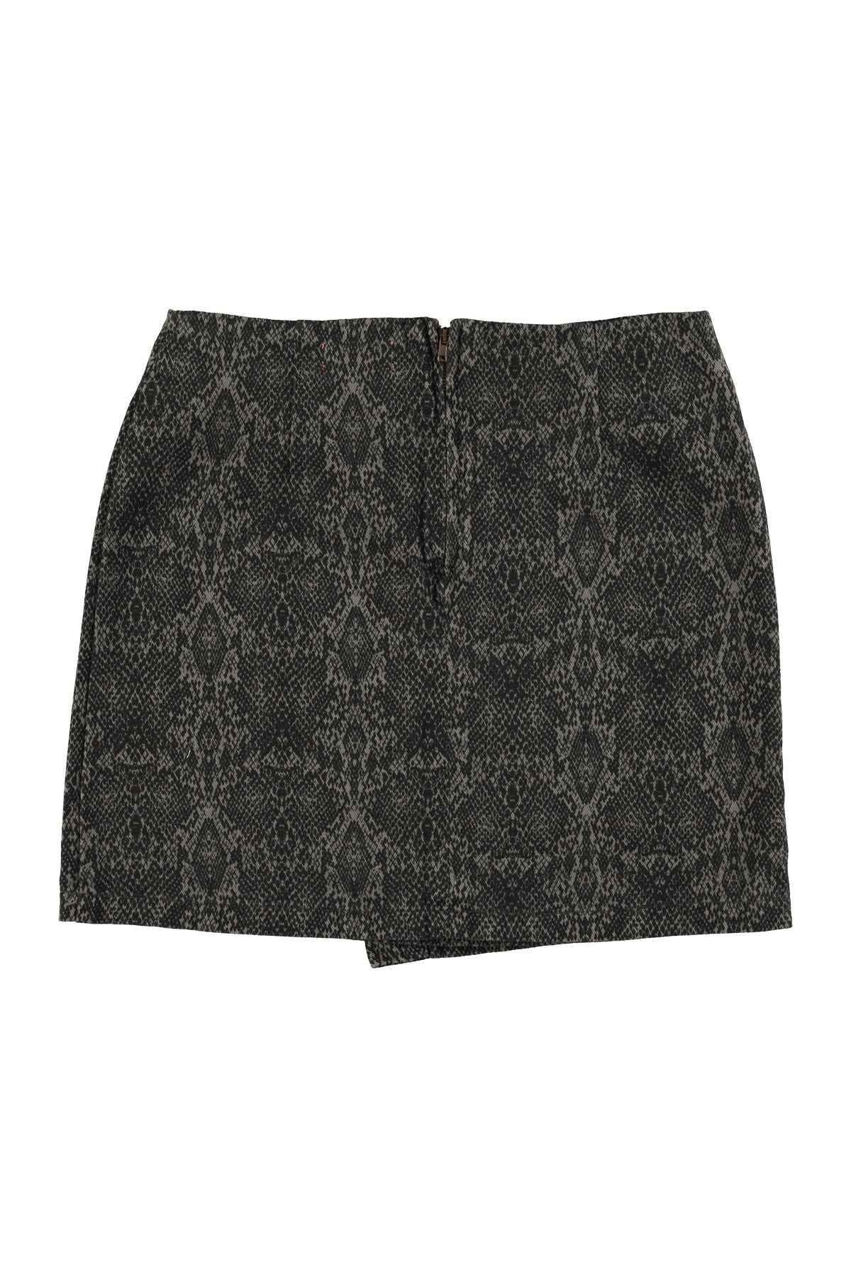 Short asymmetrical skirt | Grey w/ snake print