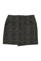 Short asymmetrical skirt | Grey w/ snake print