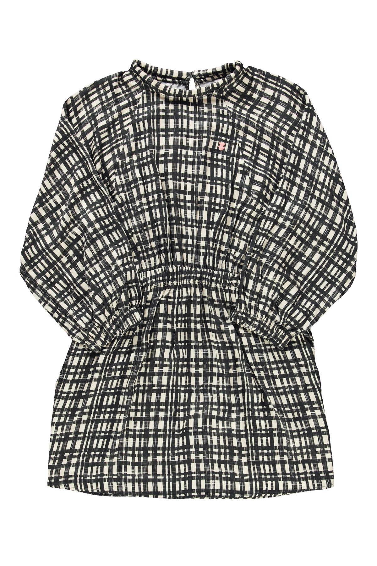 Short dress | Ecru & black checkered