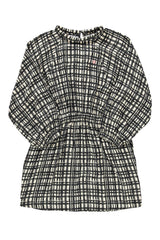 Short dress | Ecru & black checkered
