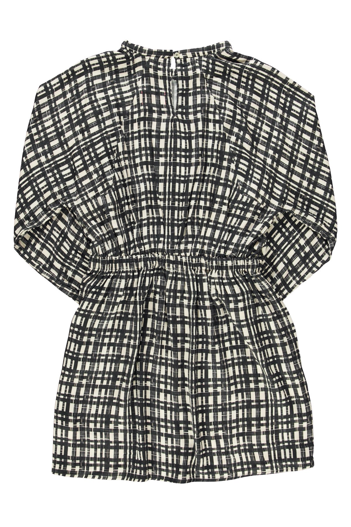 Short dress | Ecru & black checkered