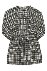 Short dress | Ecru & black checkered