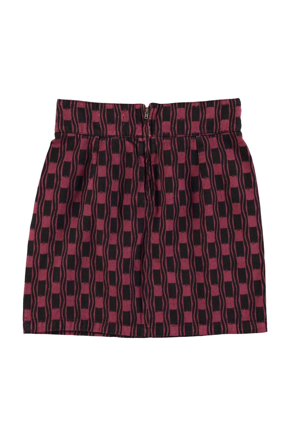 Short skirt | Aubergine & black squares