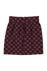 Short skirt | Aubergine & black squares