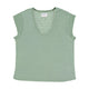 Short sleeve linen t-shirt w/ deep round neck | green