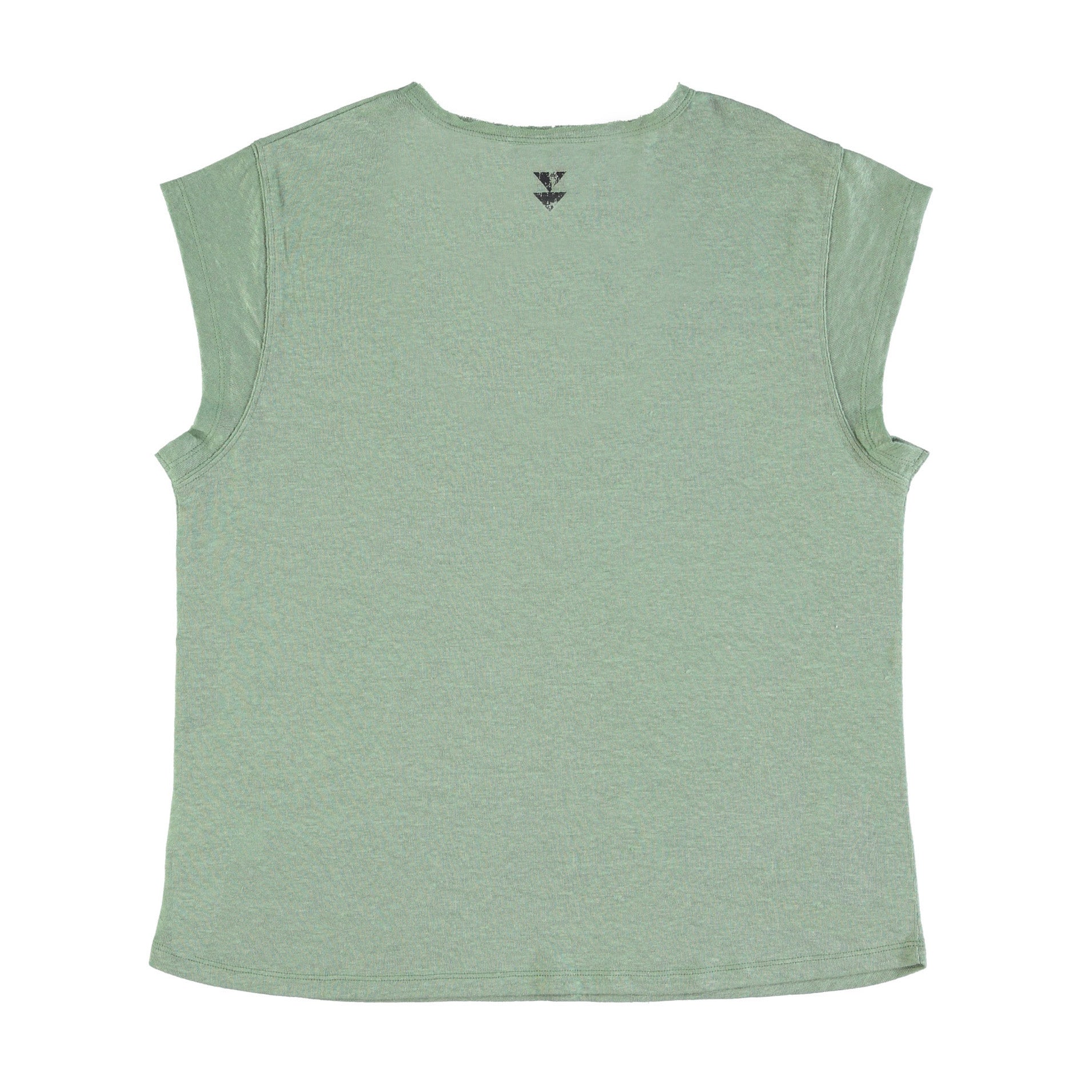 Short sleeve linen t-shirt w/ deep round neck | green