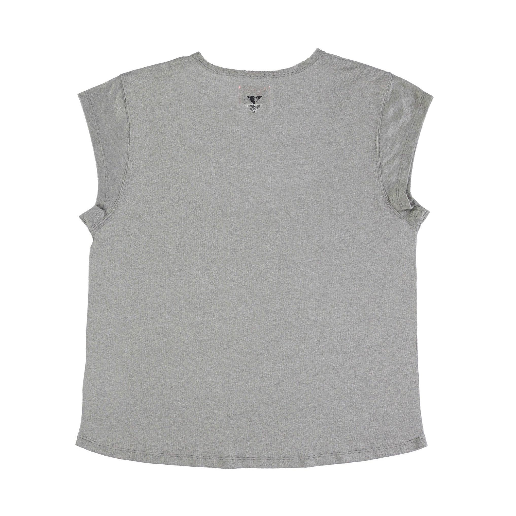 Short sleeve linen t-shirt w/ deep round neck | grey