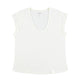 Short sleeve linen t-shirt w/ deep round neck | white