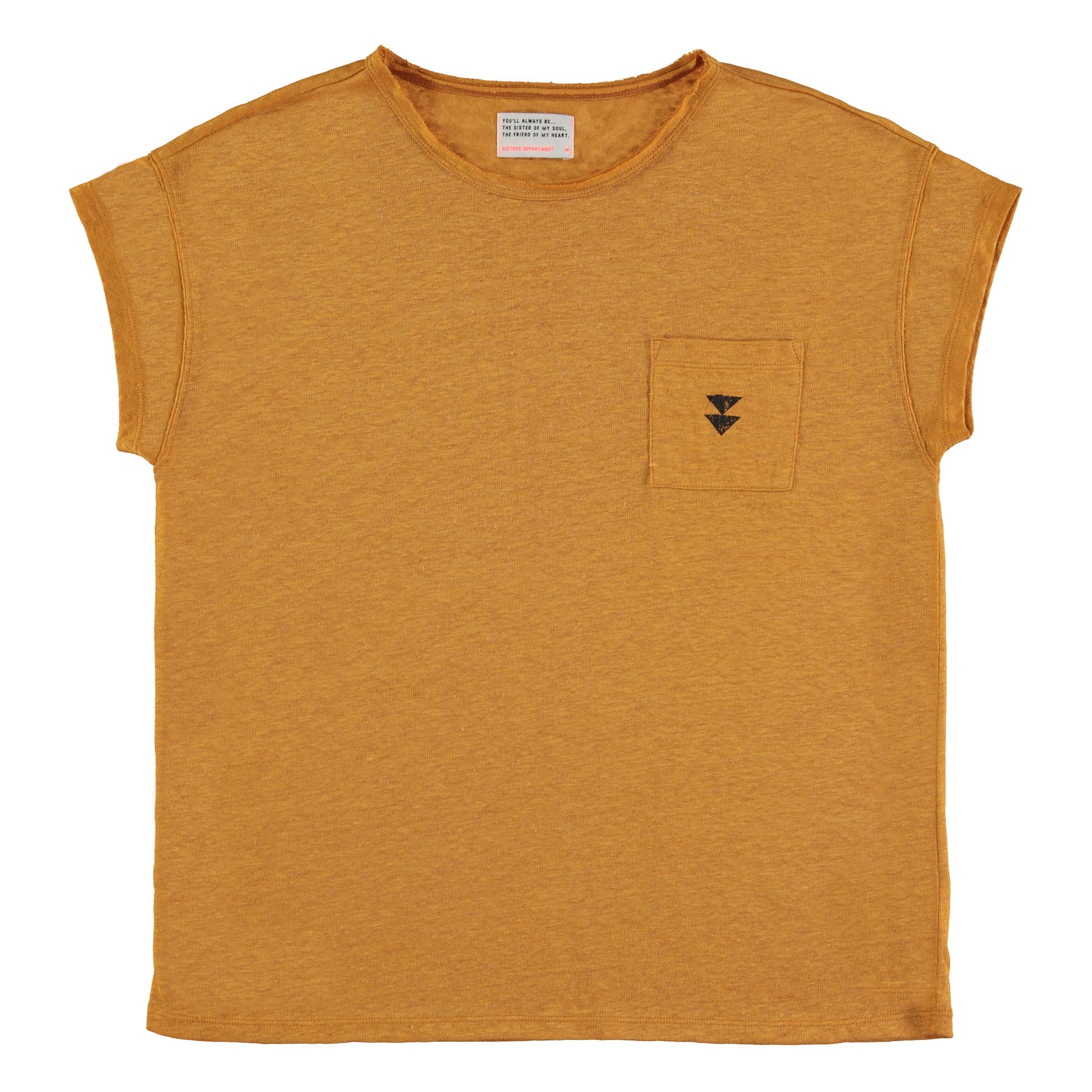 Short sleeve t-shirt | Camel linen