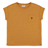 Short sleeve t-shirt | Camel linen