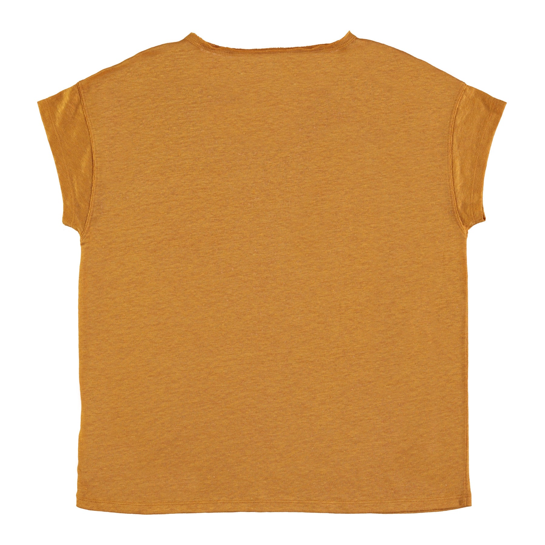 Short sleeve t-shirt | Camel linen