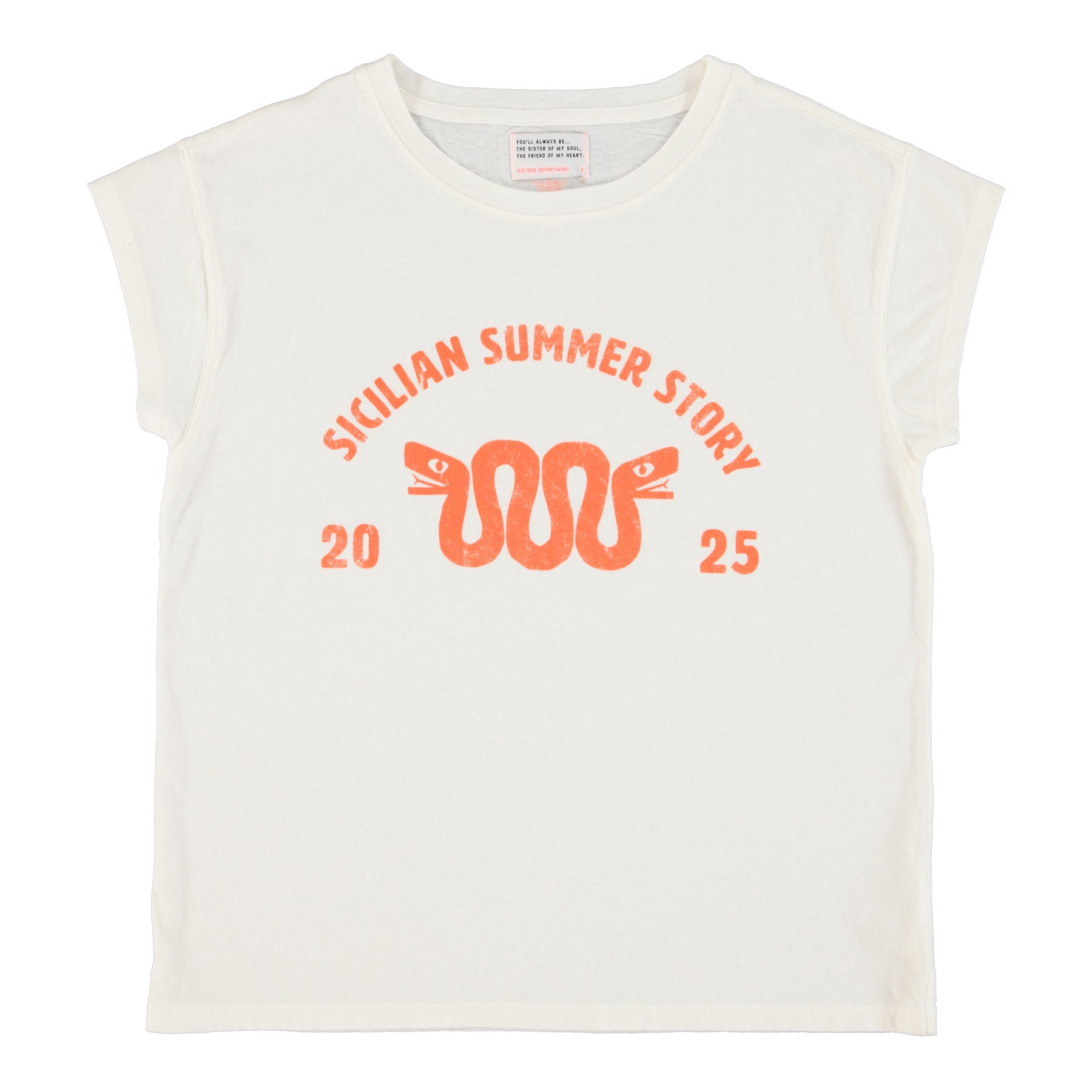 Short sleeve t-shirt | Ecru w/ "sicilian summer story" print