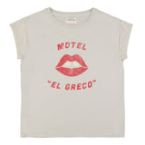 Short sleeve t-shirt | Light grey w/ "motel el greco" print