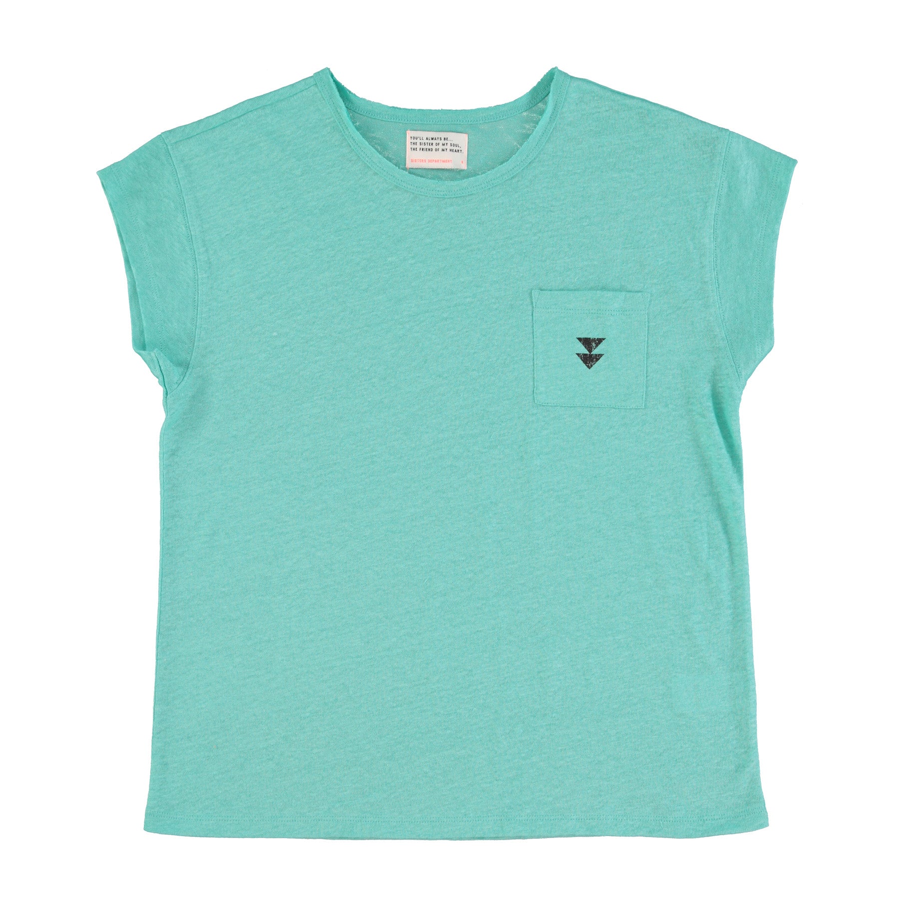 Short sleeve t-shirt | Turquoise linen