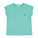 Short sleeve t-shirt | Turquoise linen