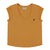 Short sleeve t-shirt w/ deep round neck | Camel linen