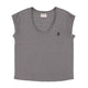 Short sleeve t-shirt w/ deep round neck | Dark grey linen