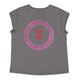 Short sleeve t-shirt w/ deep round neck | Dark grey w/ sisters department logo print