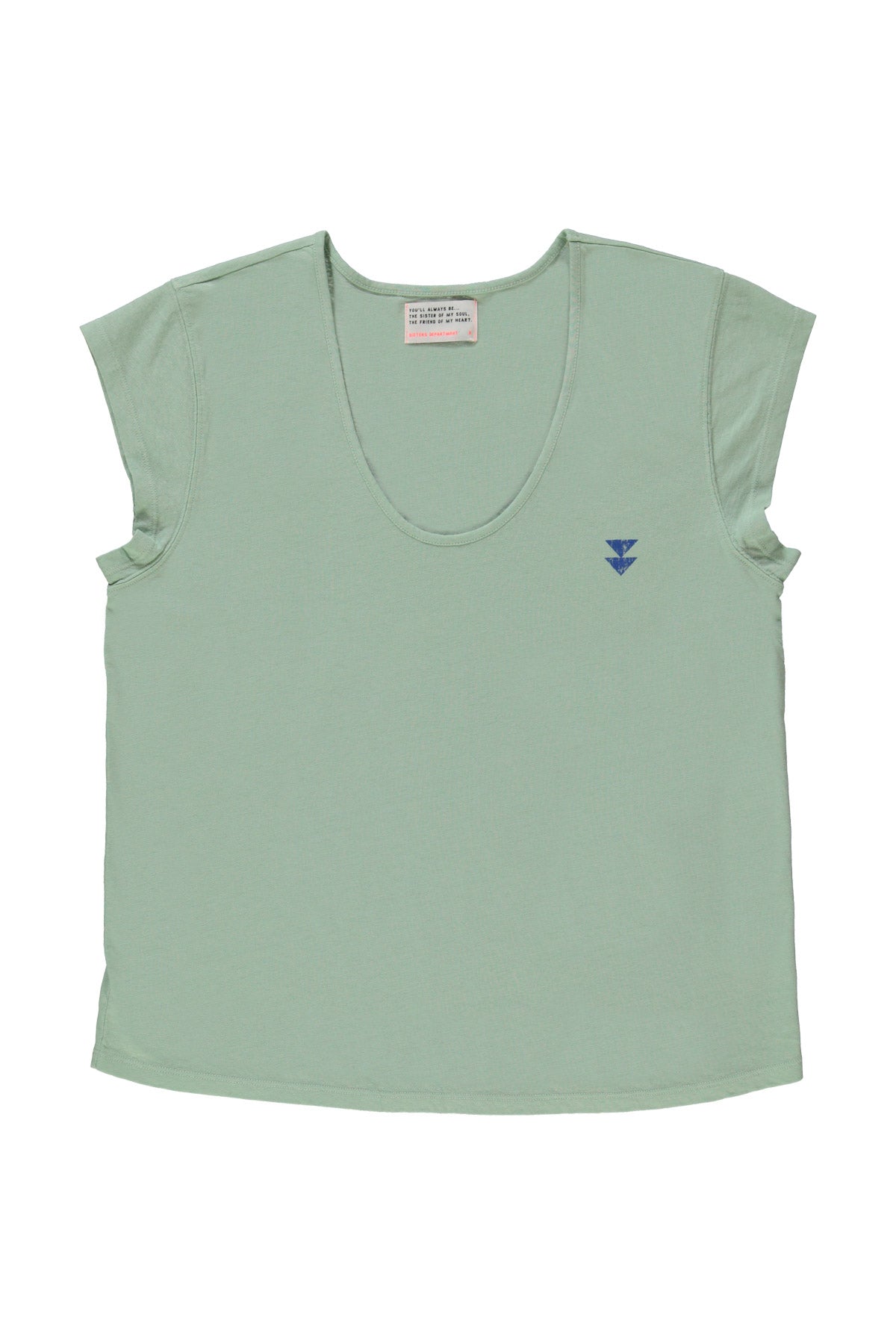 Short sleeve t-shirt w/ deep round neck | Green w/ "Los Amici" print