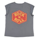 Short sleeve t-shirt w/ deep round neck | Grey w/ "rock n roll" print