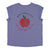 Short sleeve t-shirt w/ deep round neck | Lavender w/ red apple print