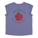 Short sleeve t-shirt w/ deep round neck | Lavender w/ red apple print