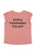 Short sleeve t-shirt w/ deep round neck | Old pink w/ "pizza takeaway" print