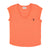 Short sleeve t-shirt w/ deep round neck | Orange linen